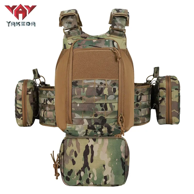 YAKEDA Plate Carrier Hunting Chaleco Tactico Plate Carrier Tactical Vest with Helmet Pouch