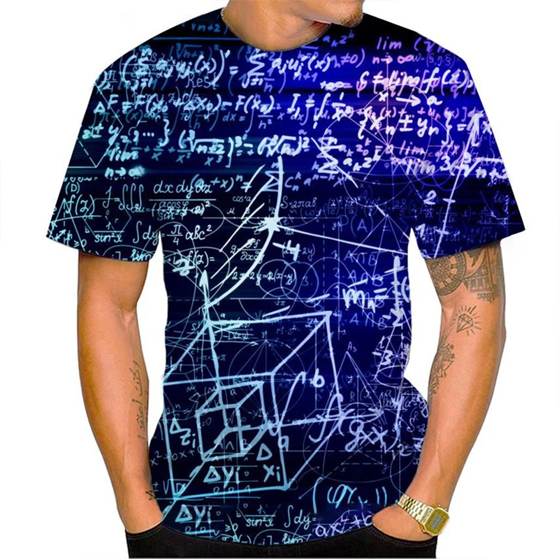 Fun Graphic Math Formula T-shirts, Kids 3D Printed Summer Fashion Short Sleeve T-shirts, Large Size Casual Jerseys, T-shirts
