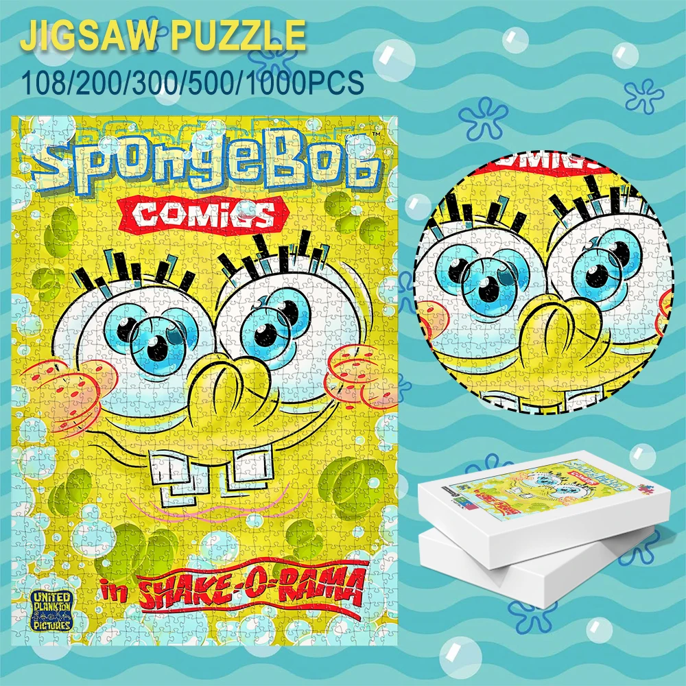 SpongeBob SquarePants Houten Vloer Puzzelspel Creatief Dubbel Schaduwontwerp Verkrijgbaar in 108/200/300/500/1000 Stuks Hoogwaardig
