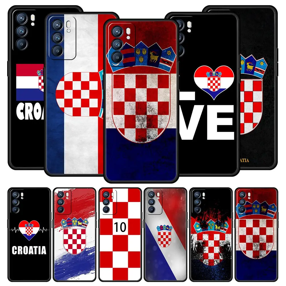 Croatia Flag Soccer For OPPO Find X5 A54 5G Phone Case A53 A52 A9 A57 A16 A15 A95 A76 A74 A12 OPPO Reno8 Reno7 Reno6 Pro Cover