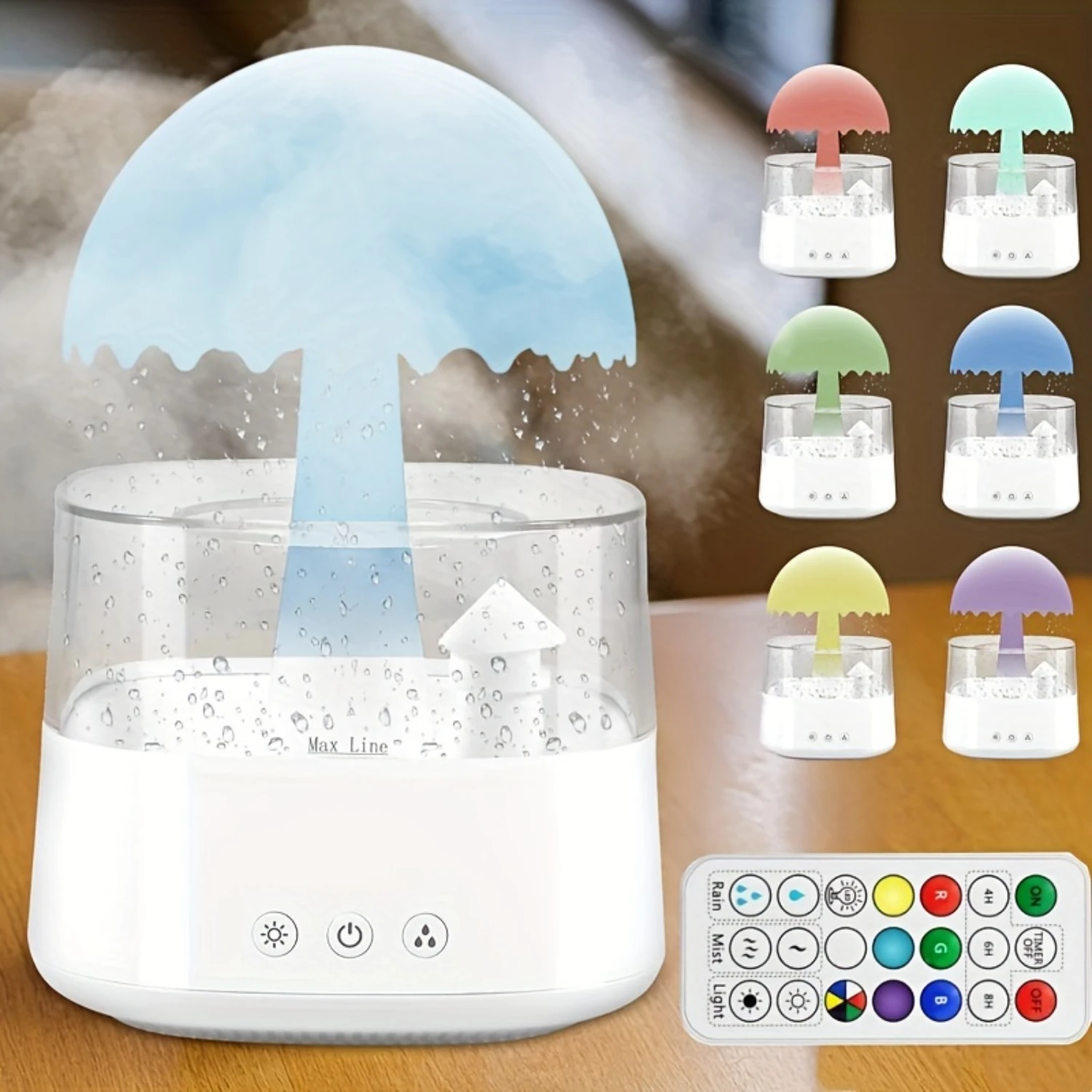 

450ml Cloudy Rain Humidifier with Water Drops, Light Umbrella Rain Essential Oil Diffuser for Bedroom, Office, Sleep Relaxation.