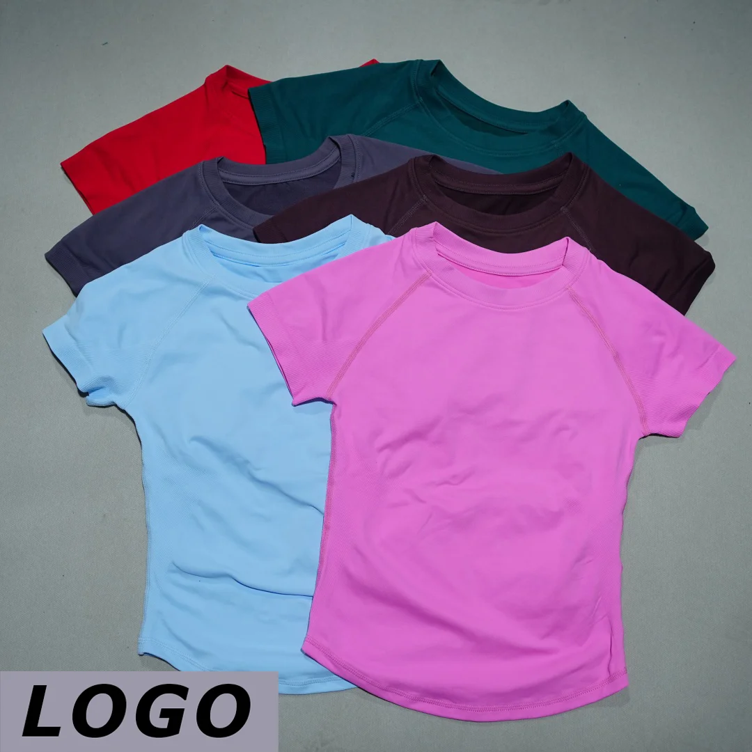 DF Ladies Short Sleeve Sports T Shirt Crew Neck Slim Fit Elastic Breathable Quick Dry Gym Yoga Running Cycling Daily Casual At