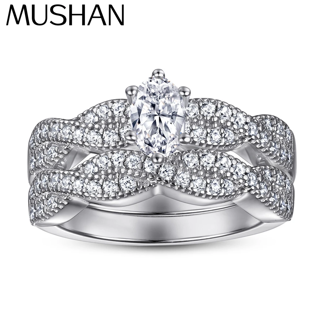 

MuShan Jewelry 925 Sterling Silver Rings Bands Promise Ring 7A Cubic Zirconia Women Valentine Anniversary Women Gift