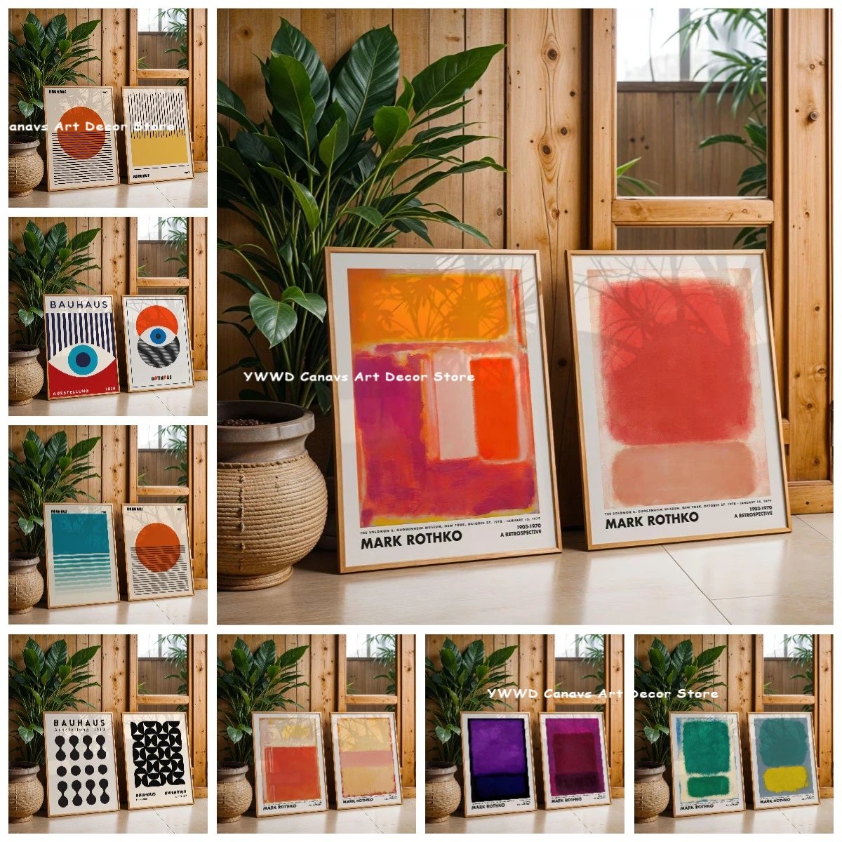 1/2pcs Retro Orange Mark Rothko Canvas Printing Mid-century Modern Abstract Bauhaus Exhibition Wall Art Poster for Home Decor