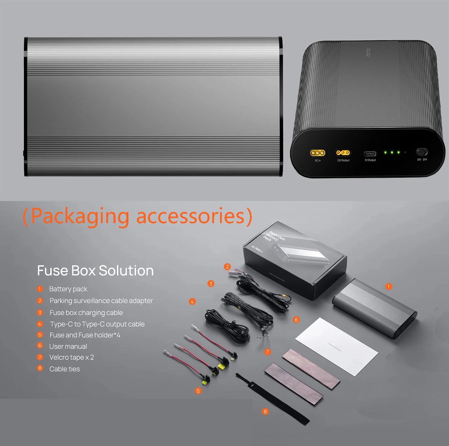 Batteria 96Wh LiFePO4 per Dash Cam 70mai, alimentazione di backup, fino a 30 ore in modalità parcheggio, protezione da bassa tensione, per 70mai A810 / A810S