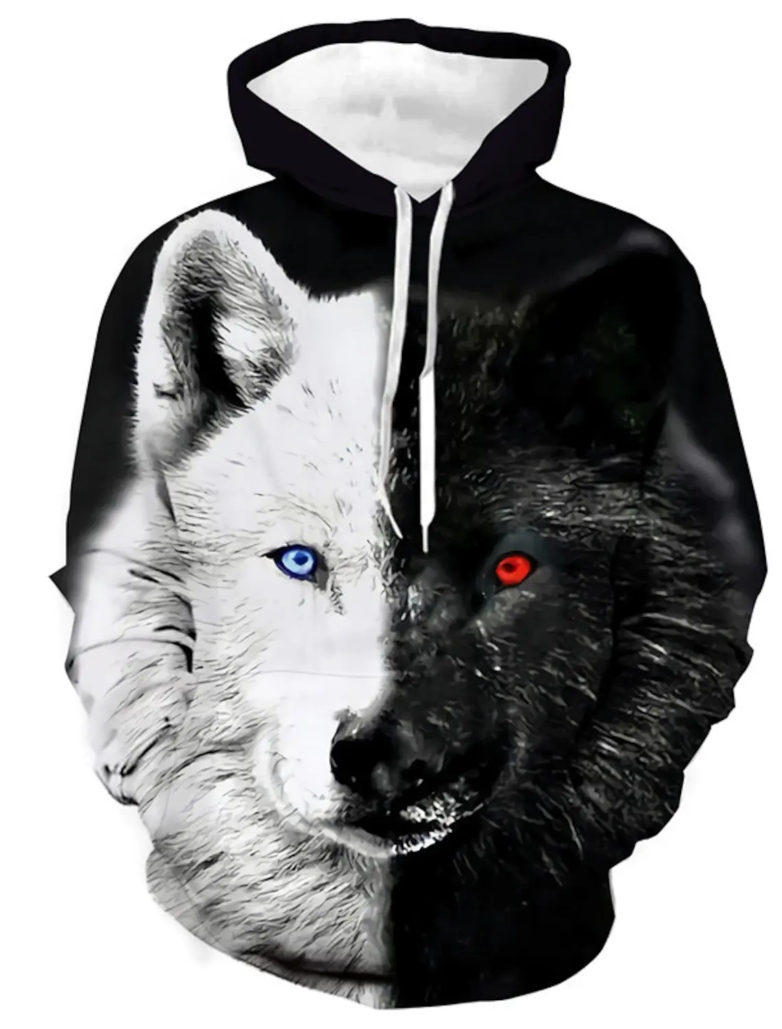 

New men's casual unisex hoodie, hoodie, hoodie, Animal print and document Night, Wolf, 3D printing, Fashion