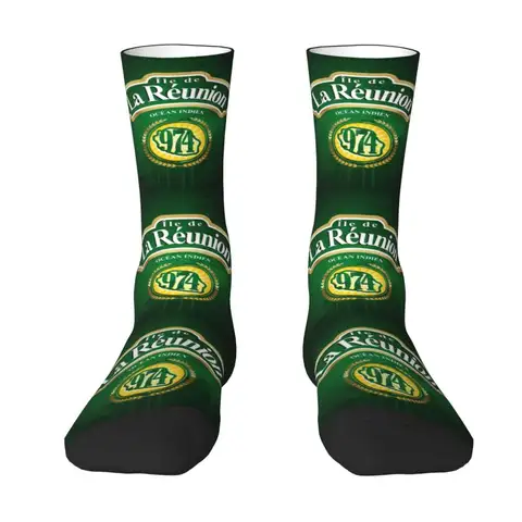 Calcetines de vestir para hombre y mujer, calcetín Unisex con estampado divertido de Margouillat Isle Beach, del Océano Índico, para primavera, verano, otoño e invierno, 974