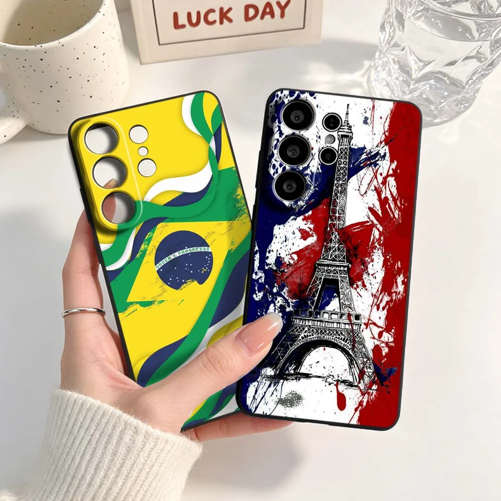 Luxury National Flag Art For Samsung Galaxy S26 S25 S24 S23 S22 S21 S20 Pro Edge Ultra Plus FE 5G Black Cover Phone Case