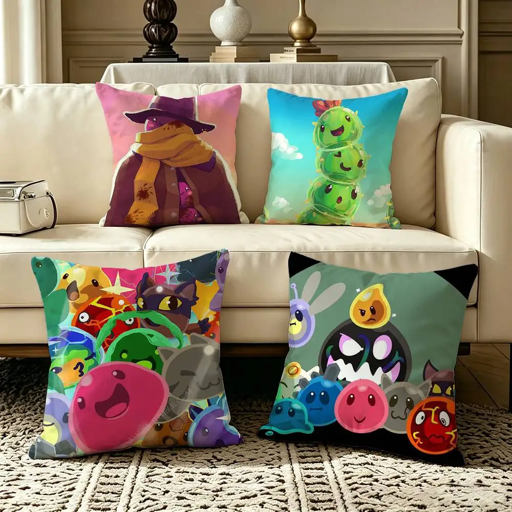 cute Naughty Slime Rancher Poster  Pillow Case Square Double-Sided Sofa Cushion Cover Bedroom Bedside Pillow