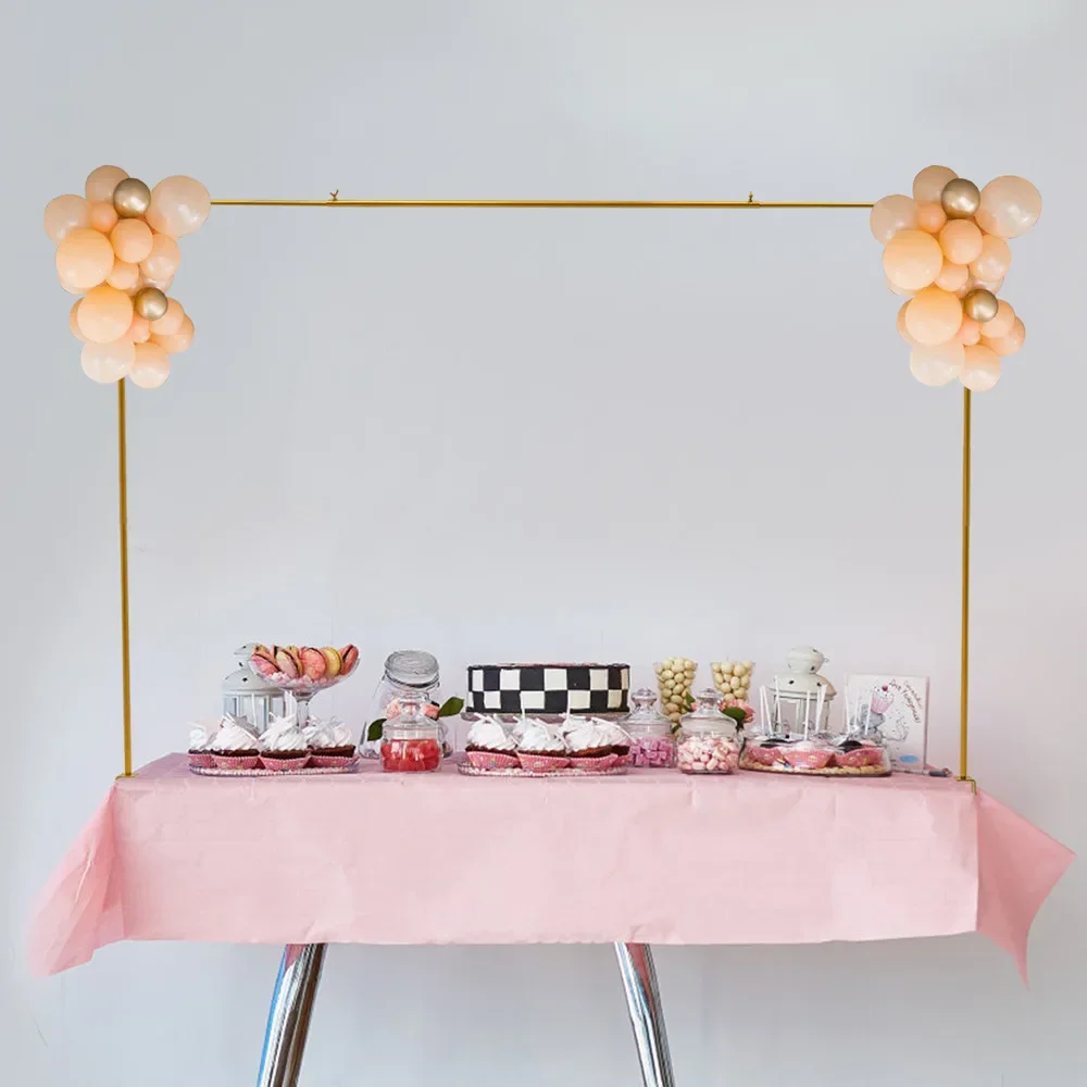 

Подставка для стержня над столом высотой 3,28 фута, регулируемая золотая металлическая подставка для арки стола, декор - легко хранить для свадеб, вечеринок