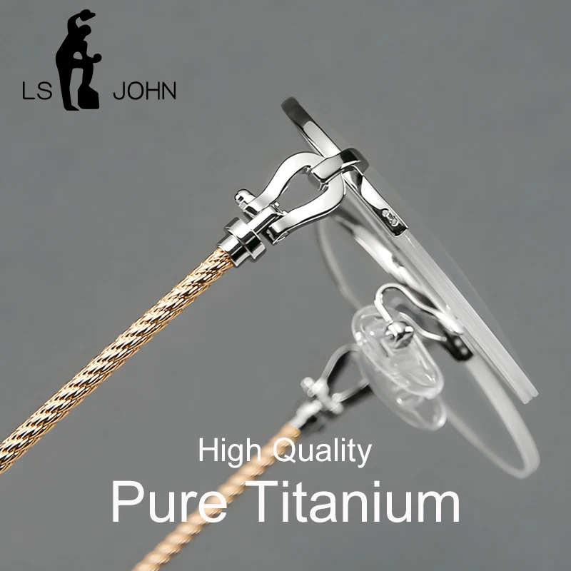 

﻿ Оправа для очков LS JOHN из чистого титана, женская, люксовая, для коррекции зрения, мужская, новинка 2026 года, брендовые оправы для очков 16082B