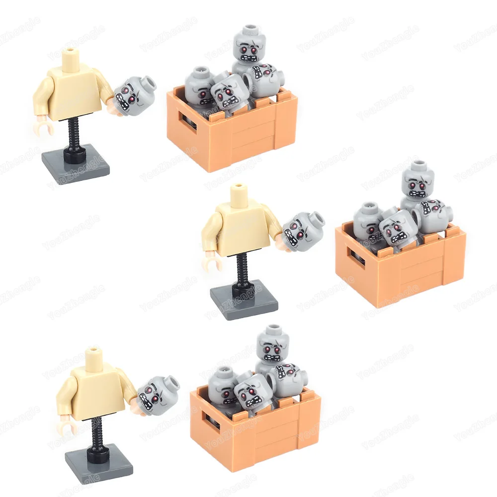 Alien Zombie Roaring Face Pattern Building Block 3626 Printed MOC Figures Head Parts Matching Scene Accessories Model Gifts Toys