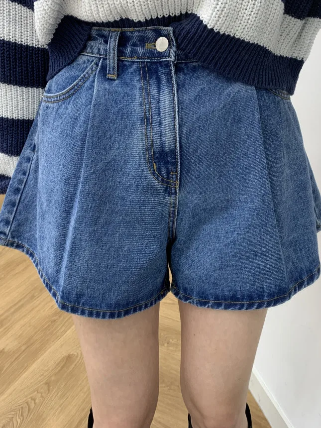 Jeans in denim a pieghe a gamba larga a vita alta Pantaloni caldi alla moda da donna vintage Waed Loose Slim A-Line svasati
