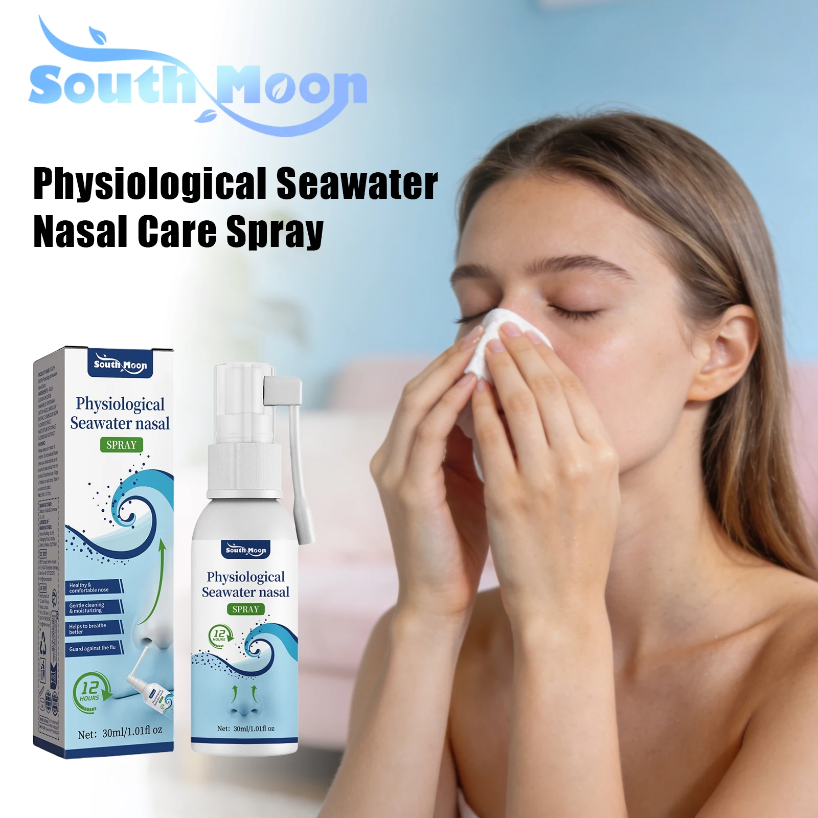 South Moon Nasal Spray Gentle Nursing Comprehensive Cleaning Dredge Nasal Cavity Relieve Discomfort Non-Irritate Nose Care Spray
