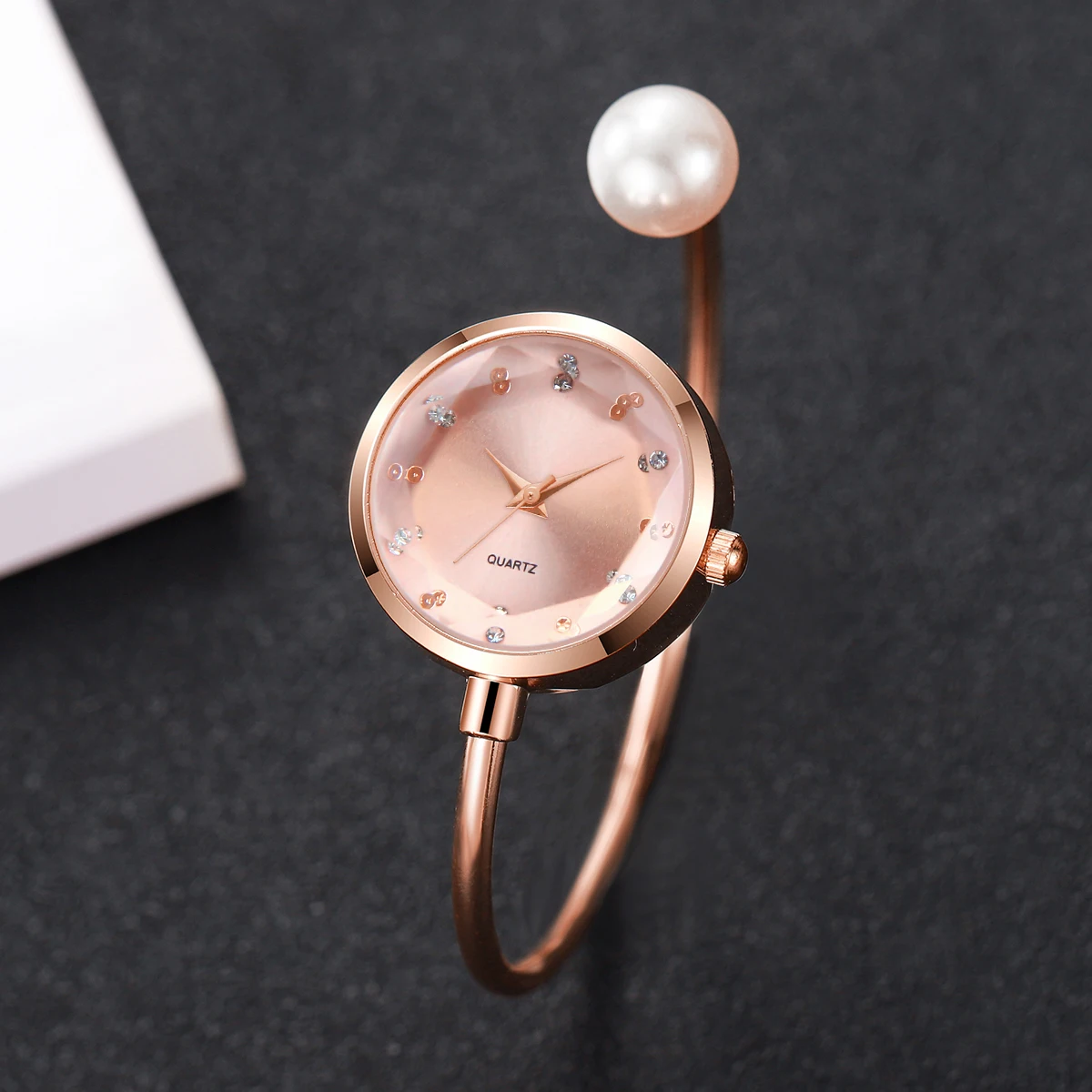 Elegant Pearl Bracelet Strap Women Quartz Watch Fashion Rhinestone Dial Quartz Watch Ladies Clock Reloj Mujer image 4