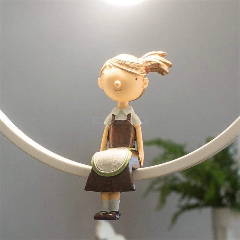 Imagem -05 - Nórdico Moderno Anel de Ferro Luzes Pingente Quarto das Crianças Menino Menina Pendurado Lâmpadas Decoração da Sua Casa Led Pássaro Luminárias E27 Luminária