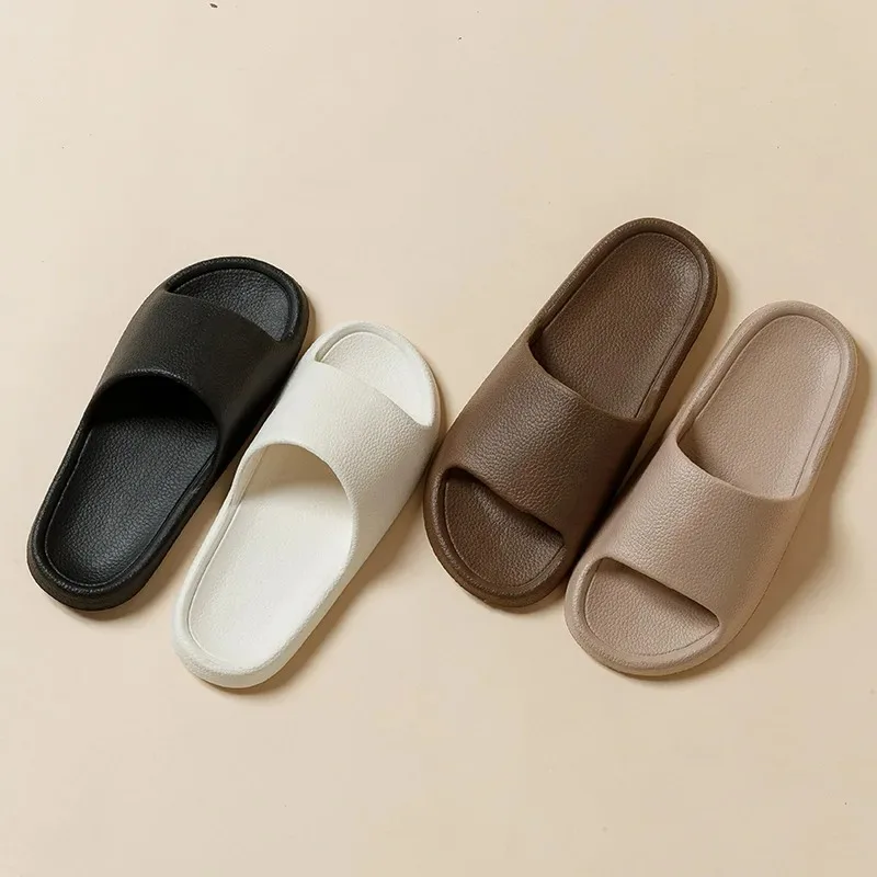 Women Home Slippers Beach Slides Solid Color Mens Thick Sole Indoor Bathroom Anti Slip Shoes Summer Couple Sandals