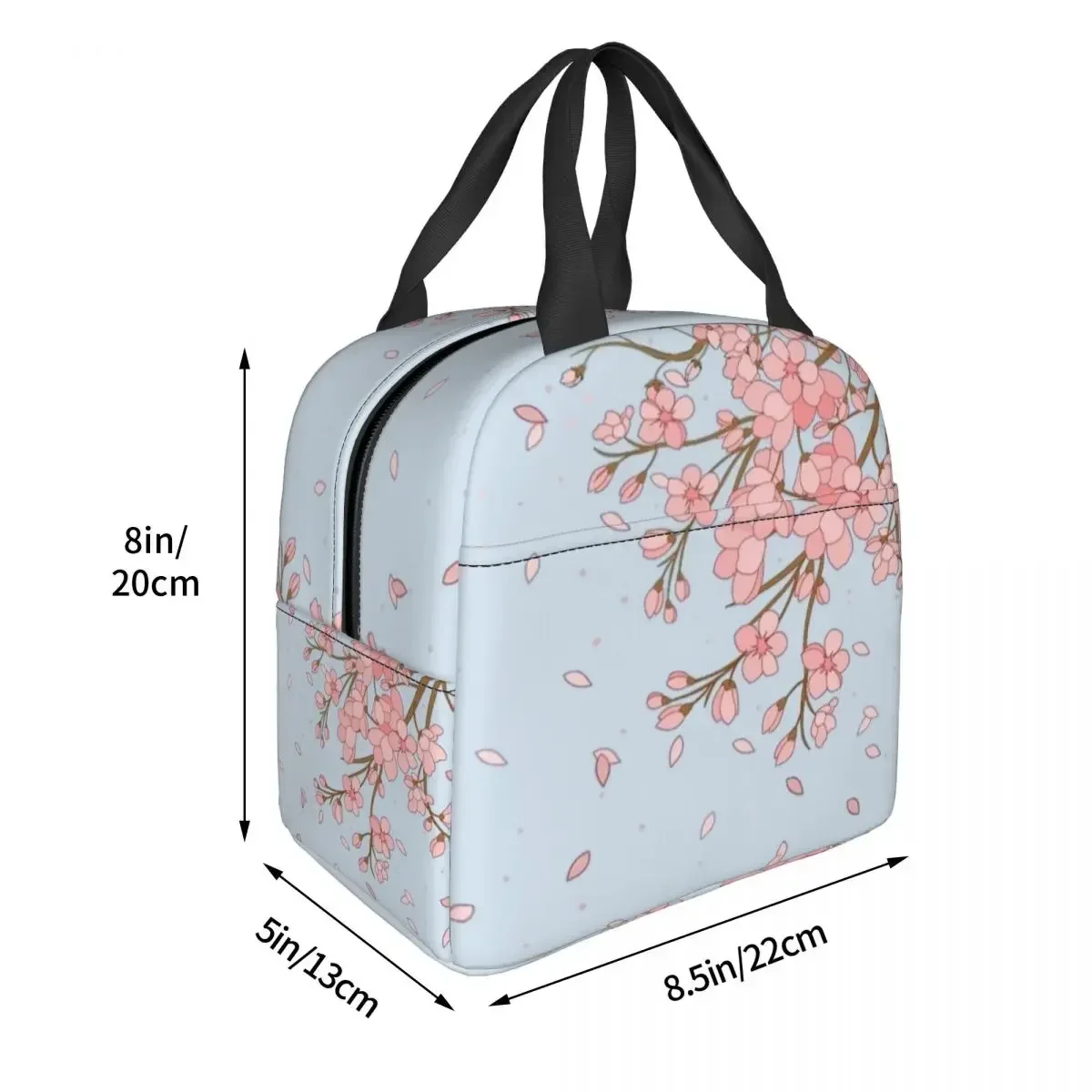 Japanische Kirschblüte rosa Druck isolierte Lunch pakete auslaufs ichere wieder verwendbare Thermo tasche Einkaufstasche Lunchbox Arbeit Lebensmittel Aufbewahrung beutel