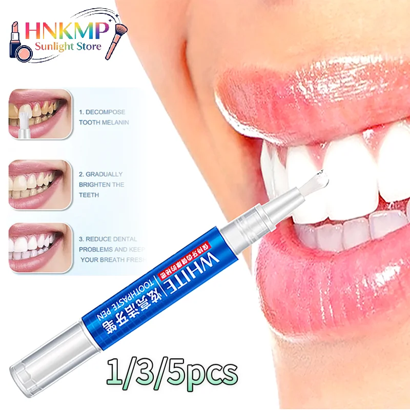 3ml Portable Brightening Teeth Whitening Pen, Fast Remove Coffee Tea Plaque Stains Professional Oral Cleaning Whitening Gel Tool