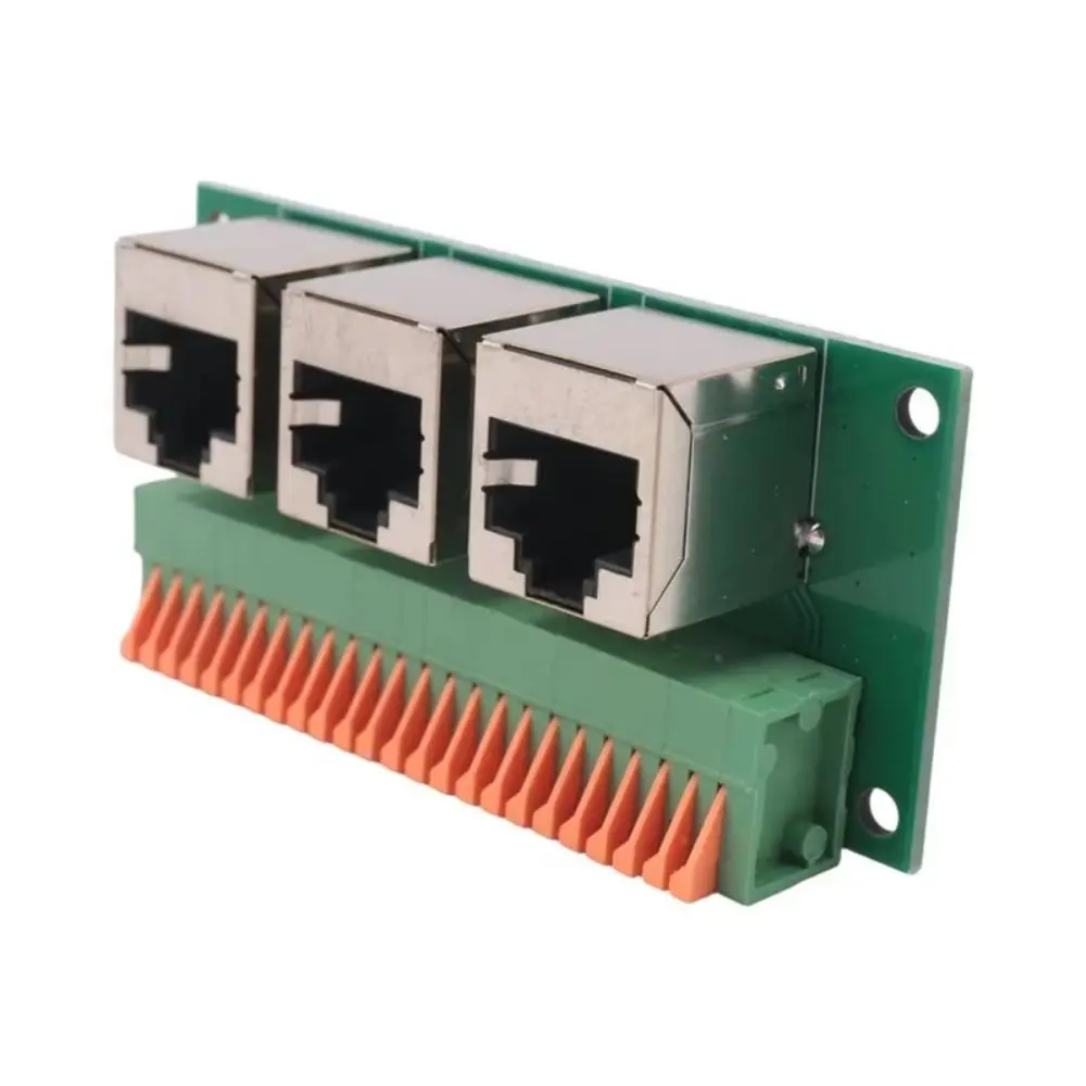 Three Ways RJ45 Female Connector Solderless Spring Terminal RJ45 Breakout Board 8-Pin Ethernet Connector Board Network Wiring
