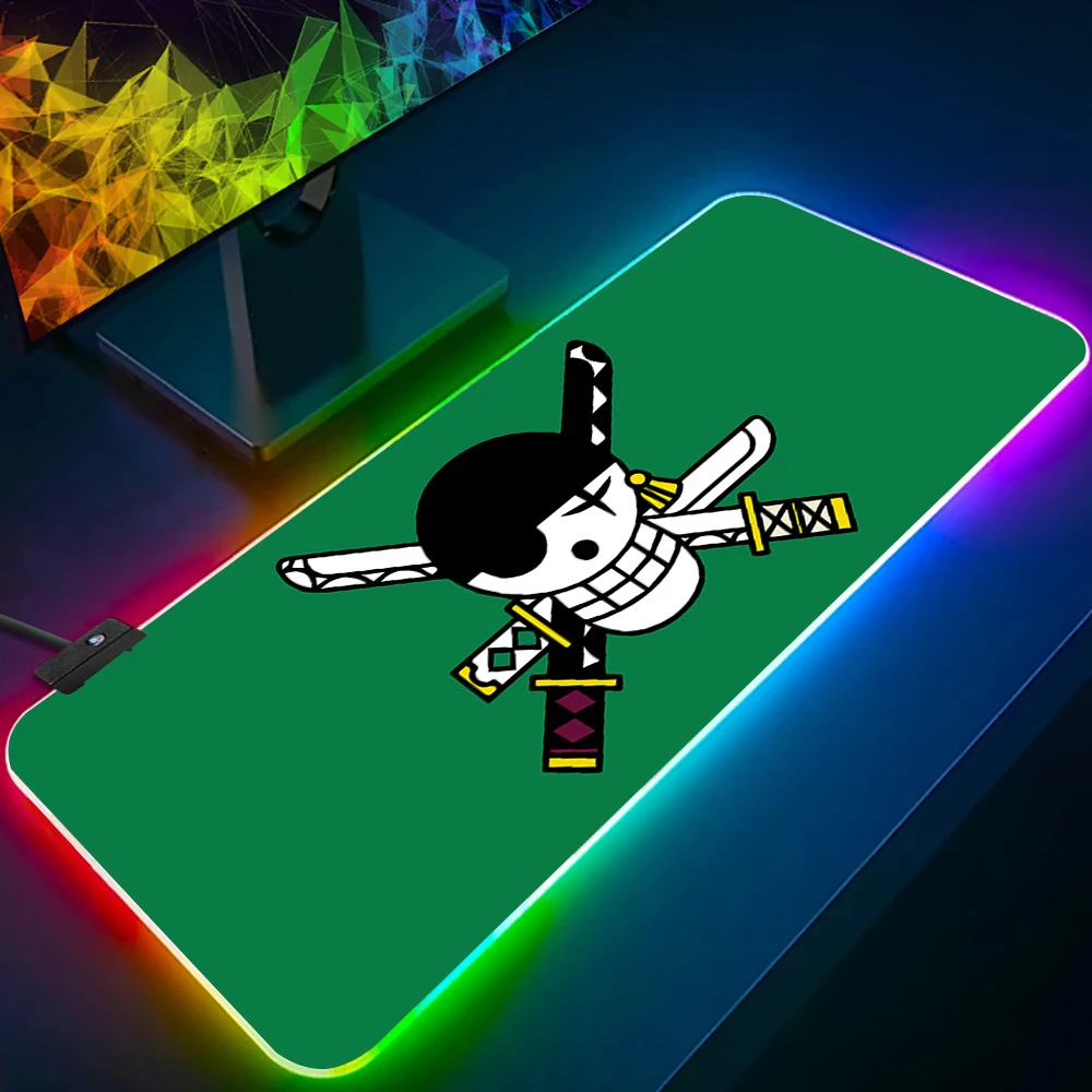 

Skeleton Jolly Rogers One Pieces RGB Pc Gamer Keyboard Mouse Pad Mousepad LED Glowing Mouse Mats Rubber Gaming Computer Mausepad