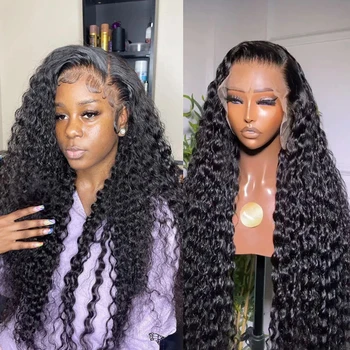 Perruques humaines ondulées sans colle 180 densité prêt à l'emploi perruque frontale en eau profonde 13x4 dentelle bouclée dentelle 12A perruque de cheveux humains pré-plumées