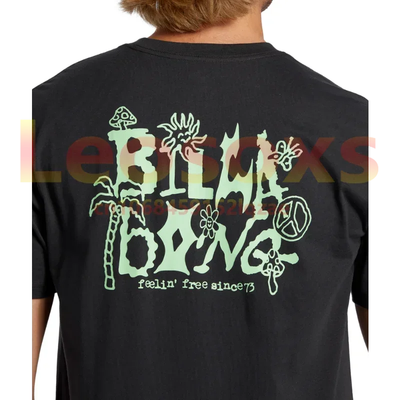 2024 Summer Beach Billabongs Men's T-shirt New Cool Black Back Print Short Sleeve Surf T-shirt Top w24 S-6XLNO.1