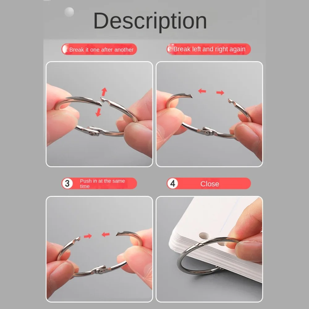 O Ring Metal Ring Binder Staple Book Binding Clip Hinged Rings DIY Albums Loose-leaf Book Hoops Silver Golden Metal