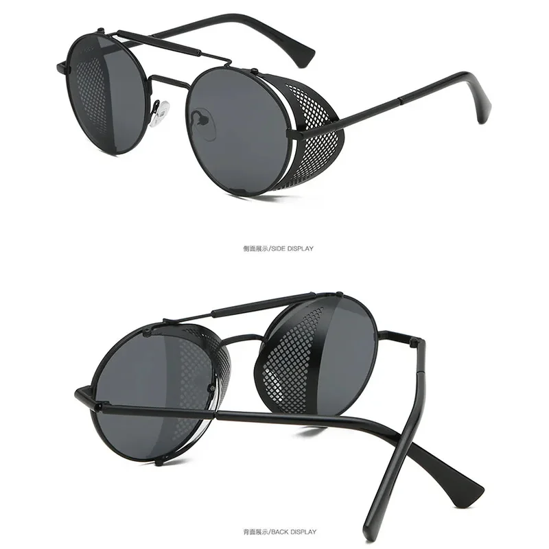 CyGood Omens Devil Crowley 데이비드 테넌트 선글라스 코스프레 소품 레트로 라운드 메탈 선글라스 스팀펑크 남성 및 여성 안경