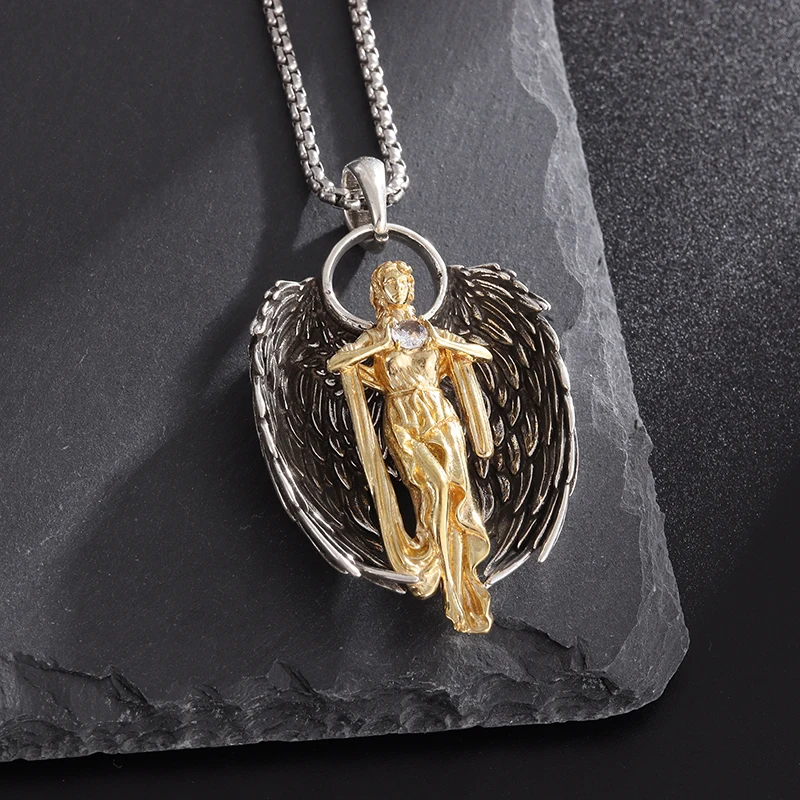 New Fashion Guardian Angel Wings Crystal Ball ciondolo uomo donna arcangelo Saint Gabriel Paladin collana gioielli regali