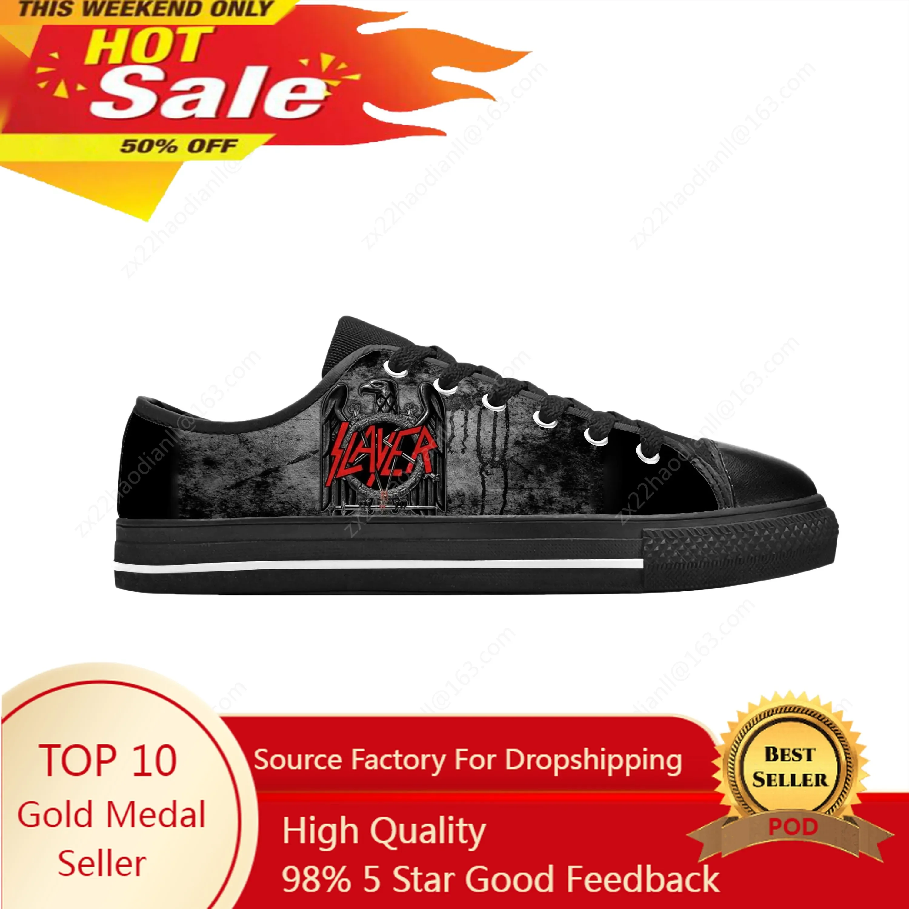 

Heavy Metal Band Rock Music Singer Slayer Horror Casual Cloth Low Top Shoes Comfortable Breathable 3D Print Men Women Sneakers