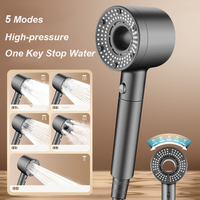 High Pressure 5 Modes Adjustable Shower Head with Filter Big Boost Pure Water One Key Stop Water Showerhead Bathroom Accessories