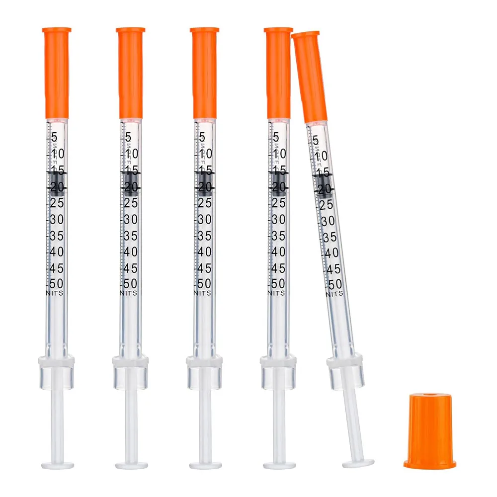 100Pcs 0.5ml Sterile Insulin Syringe, Individually Wrapped Plastic Syringe for Pet Veterinary Animal Lab Dispensing Use