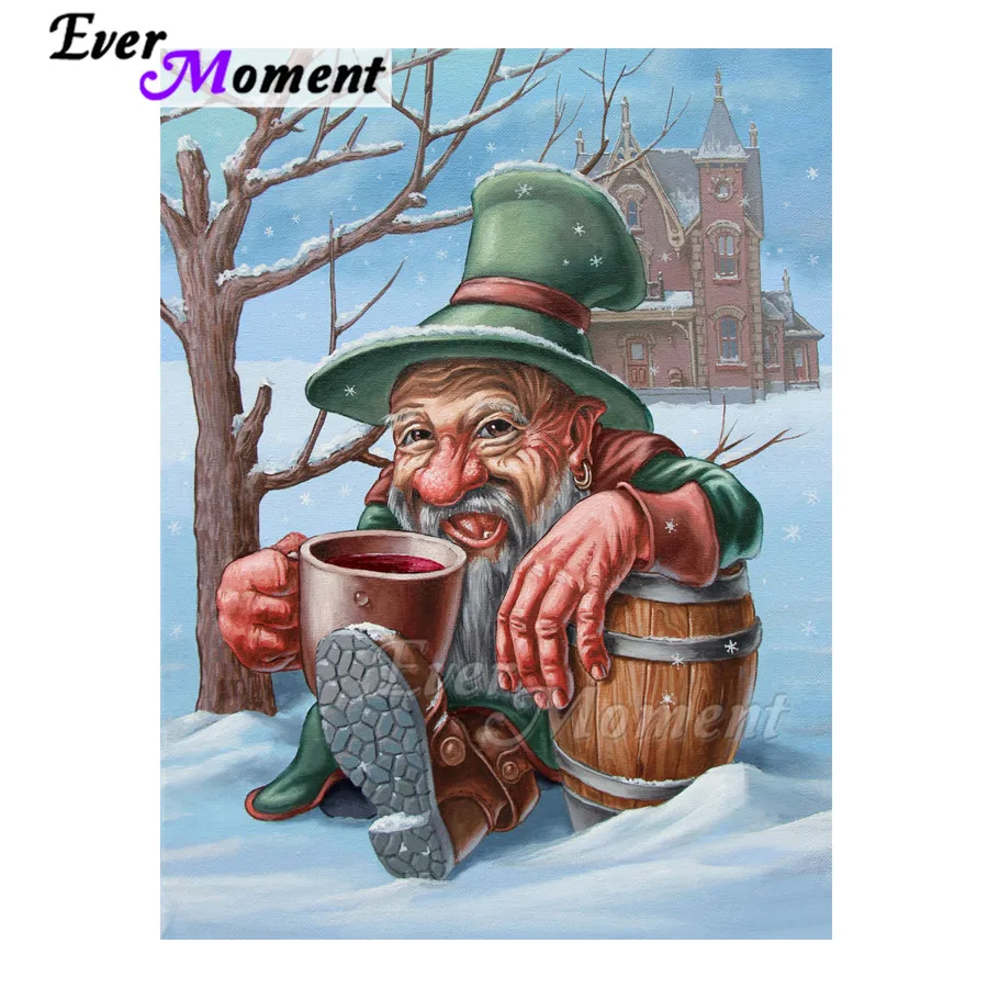 

Алмазная картина Ever Moment, старик, напиток, вино, снег, украшение, вышивка крестиком, квадратная дрель ручной работы, алмазная вышивка ASF1892