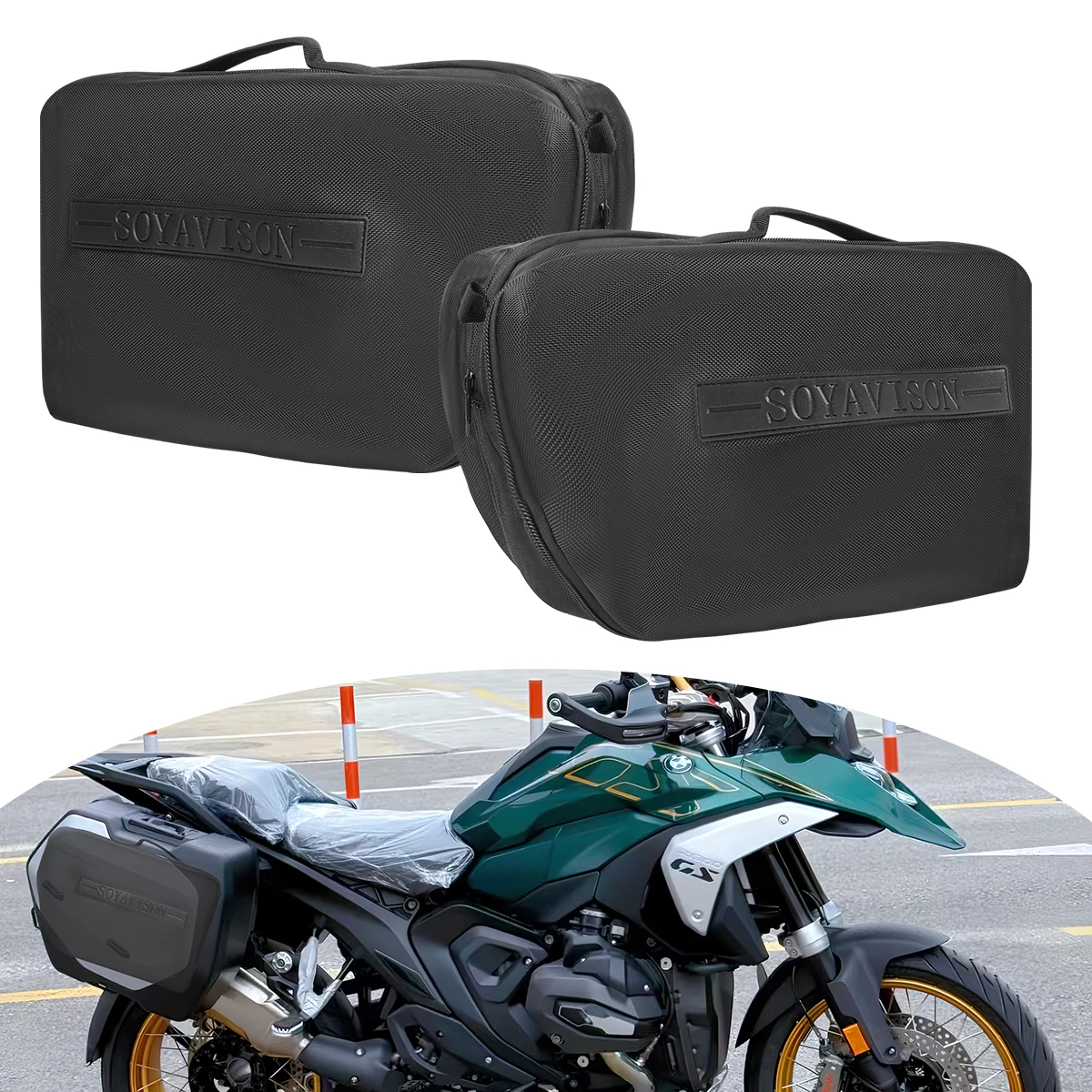 

Внутренняя сумка для кофра мотоцикла 25-32 л для BMW R 1300RT R1300RS (2025-) R1300GS (2023-) – органайзер для инструментов, боковая сумка-кофр