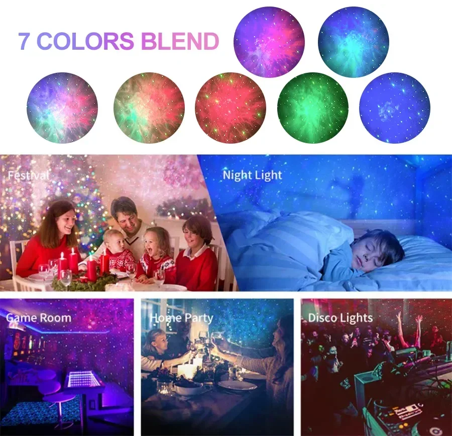 Star Projector Light Colorful Nebula Cloud Night Light Dynamic Galaxy Star Night Light for Bedroom Games Room Party