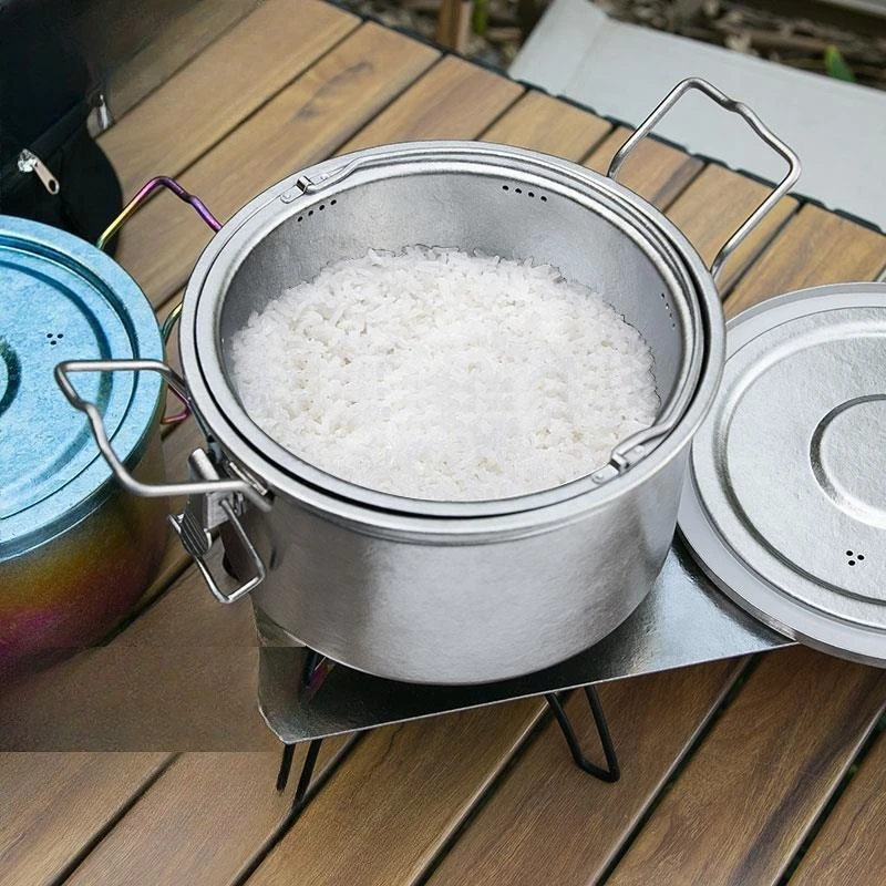 Pure titanium outdoor micro-pressure pot 2L steamed rice stew camping, cooking artifact picnic pot, portable soup pot