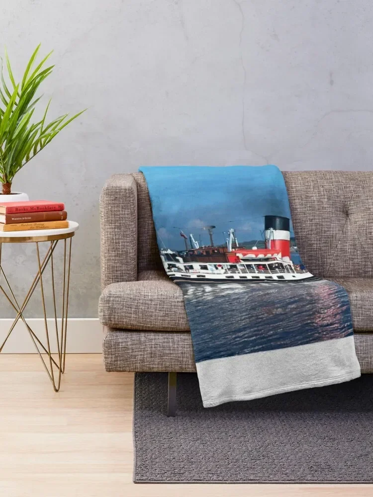 The paddle steamer Waverley at Fleetwood Throw Blanket Plaid on the sofa heavy to sleep Personalized Gift Blankets