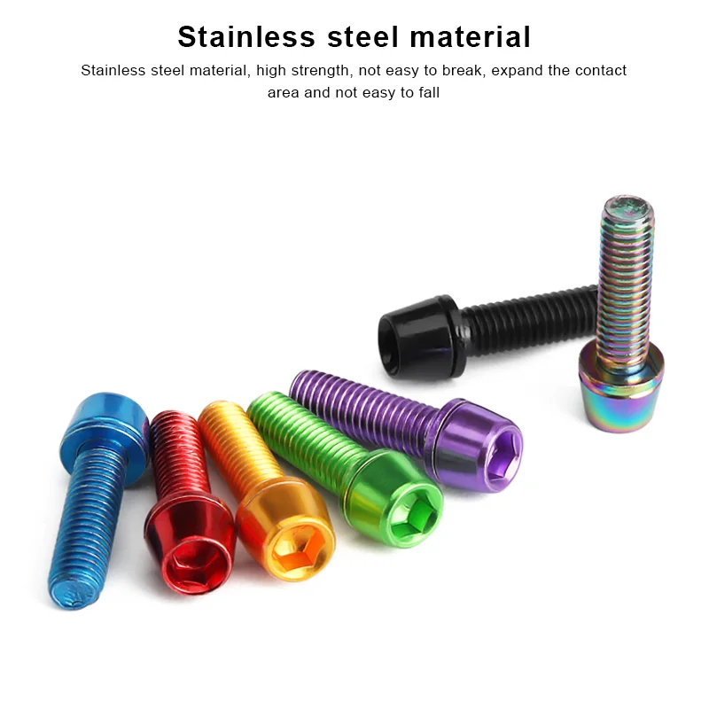 6pcs/set MTB Bicycle Handlebar Screw M5*18MM Titanium-plated Colorful Stainless Steel Screw Ultra-Light Stem Riser Screw In Bolt