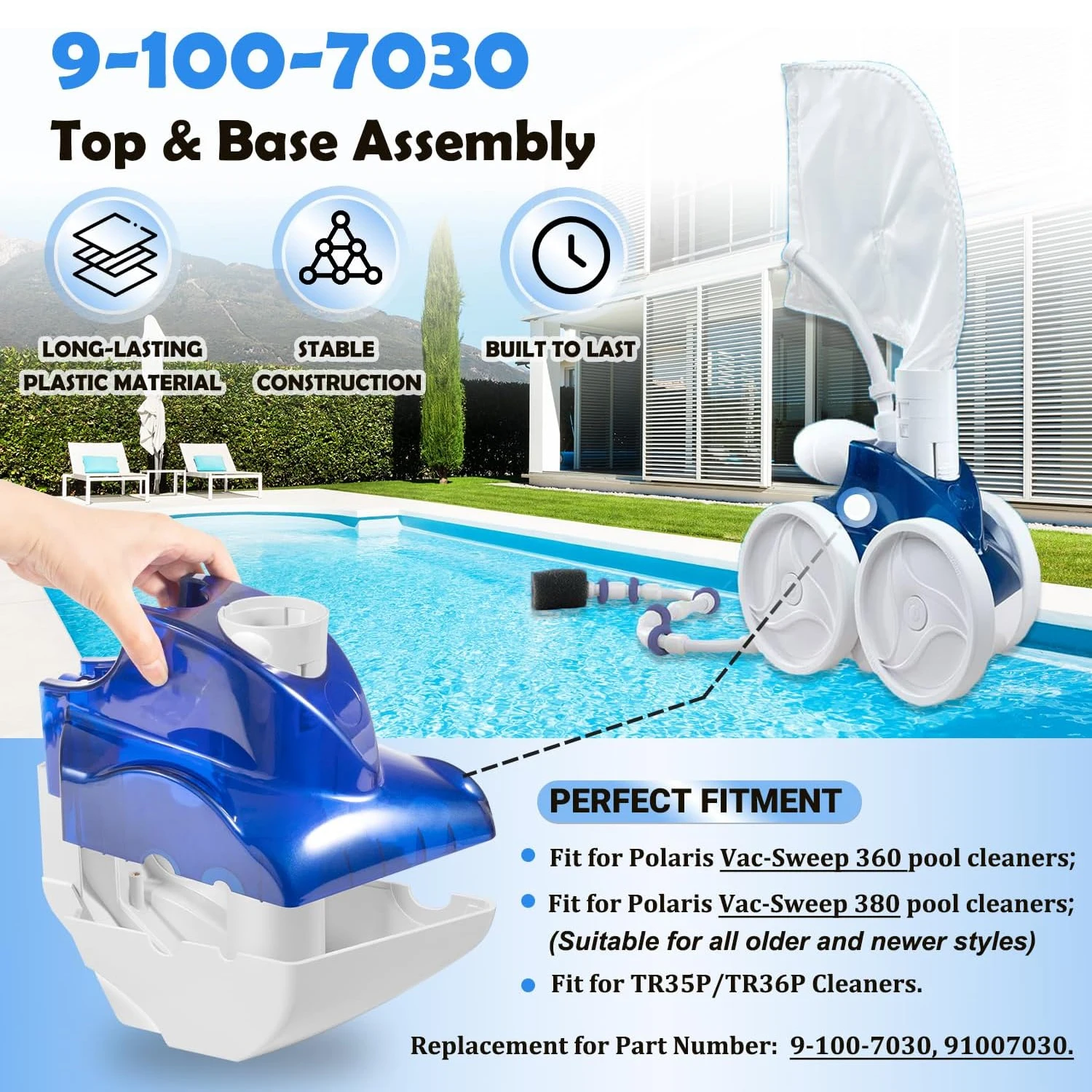 9-100-7030 Top and Base Assembly Kit For Zodiac Polaris 360 380 Vac-Sweep Robotic Pool Cleaner Vaccum Pre-2003 and Newer Models