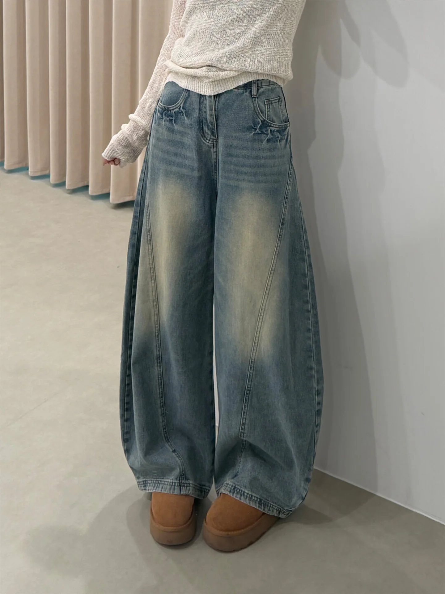 

Blue Straight Leg Jeans Women's Summer 2026 Slimming Loose Wide Leg Pants High Waist Bootcut Denim for Pear Shaped plus Size