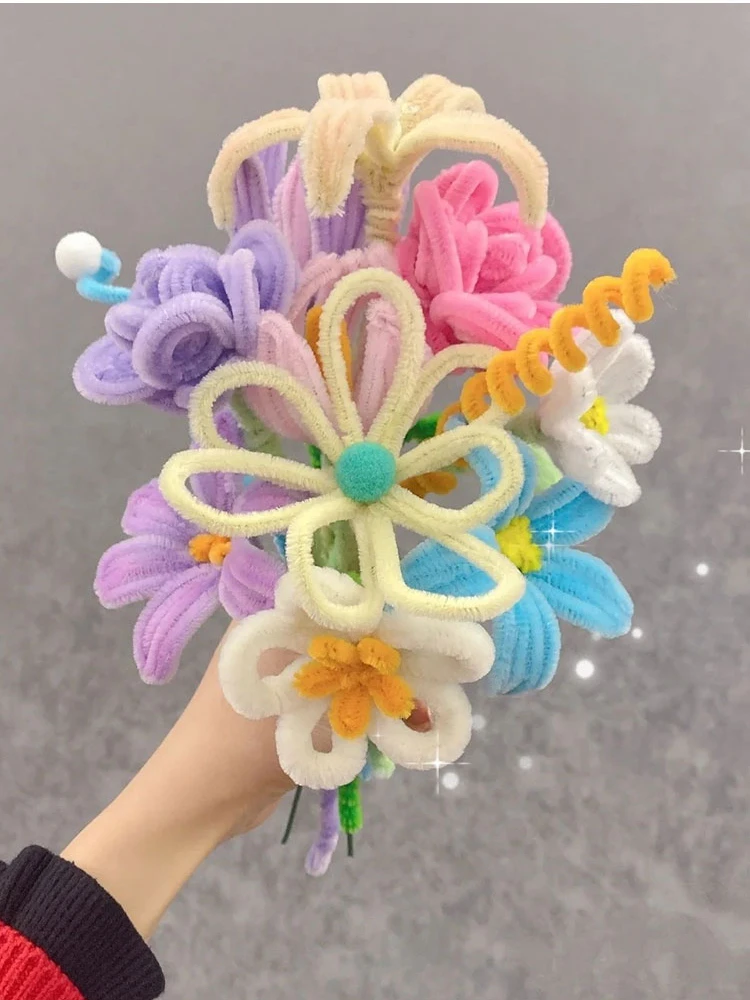 30cm Velvet thread Flower Rod Mutable Torsion Bar rope Handmade Bouquet DIY Flowers Rose Flowers Gift Solid Color Wrapping wire