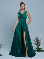 Falda larga teñida con abertura alta plisada con cuello Mgiacyv