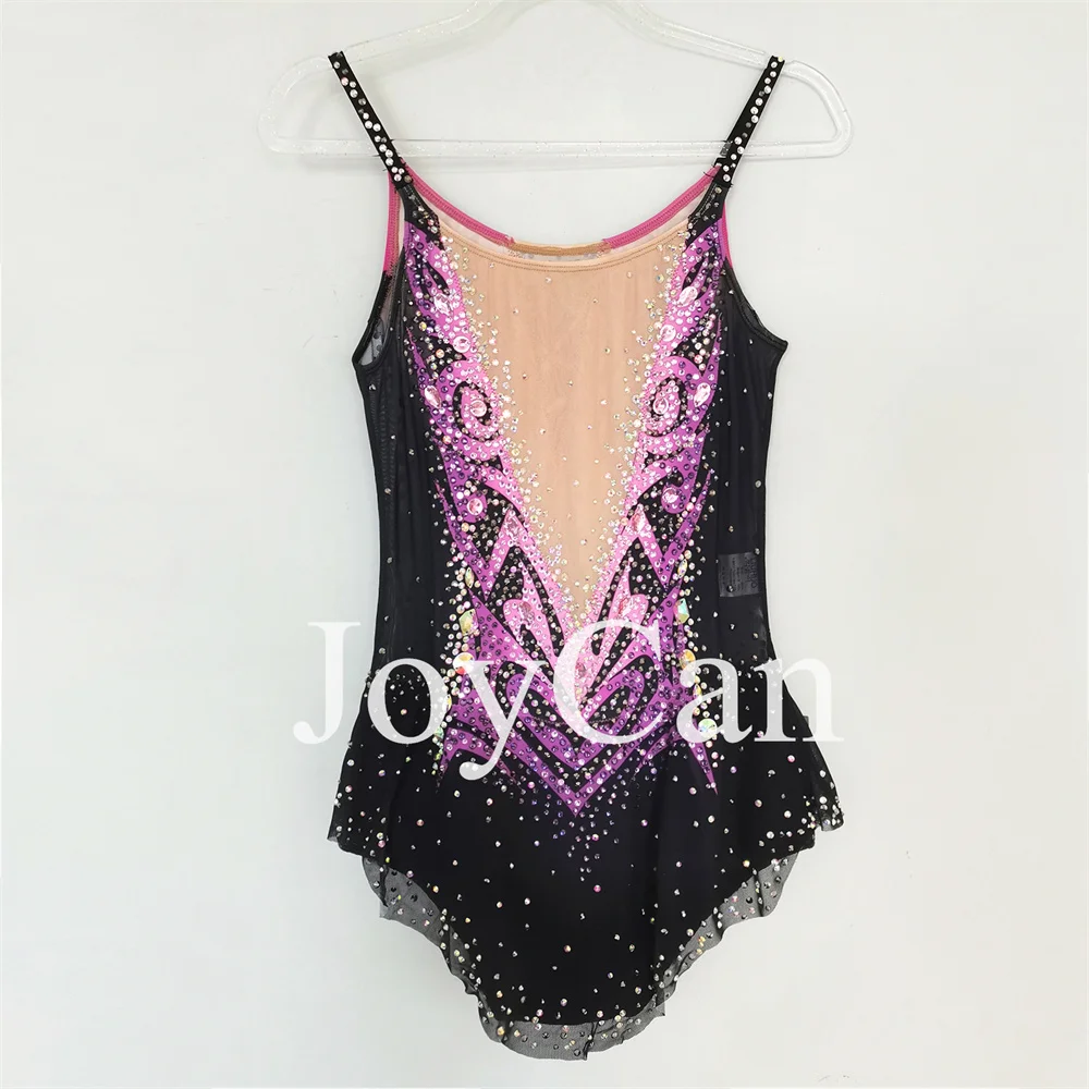 جويكان-أحجار الراين ثدي جمباز للنساء ، سبانديكس أسود ، ملابس رقص أنيقة للفتيات ، منافسة