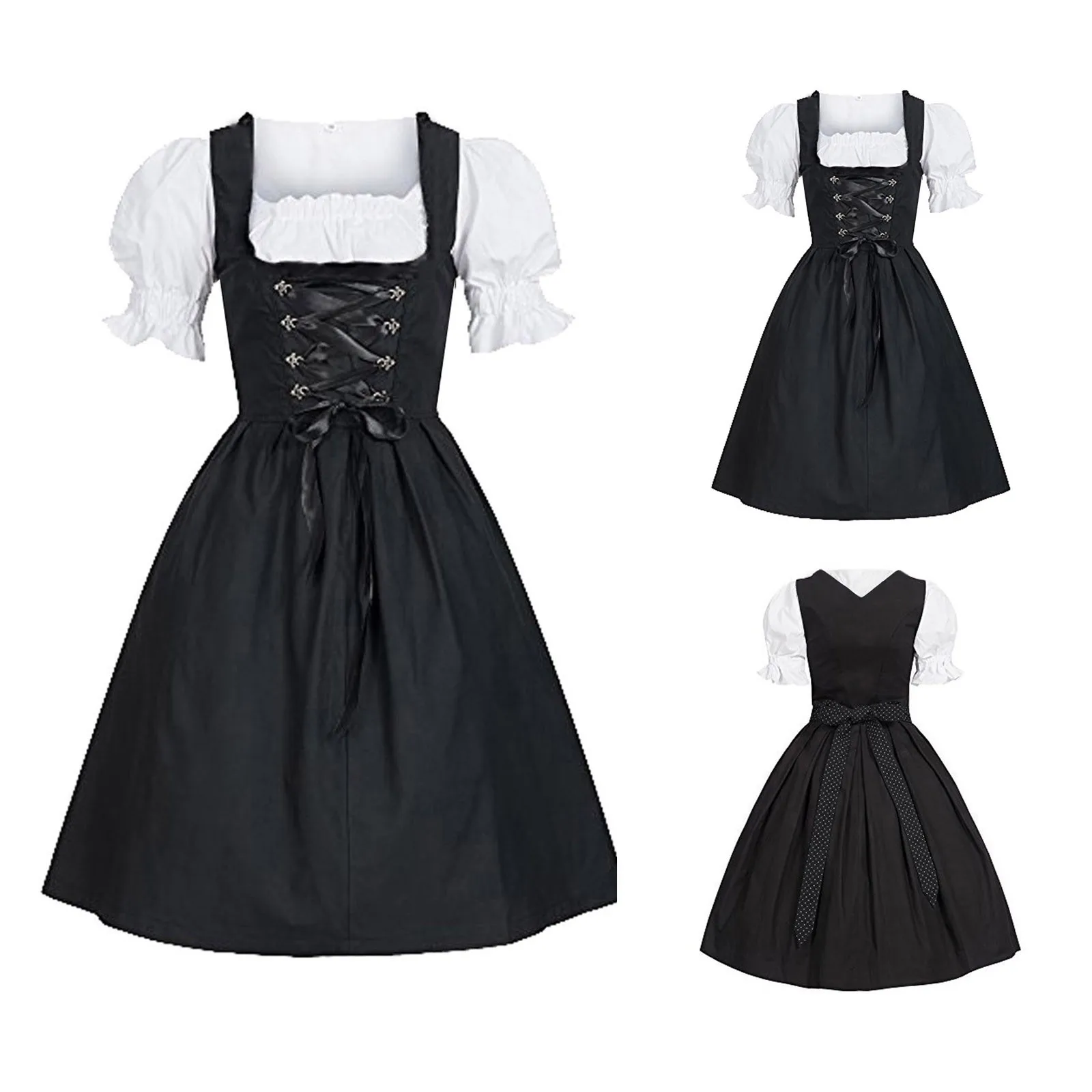 

German Ladies Beer Maid Dirndl Bavarian Oktoberfest Dress with Apron Costumes Party Halloween Fancy Dress Plus Size Party Dress