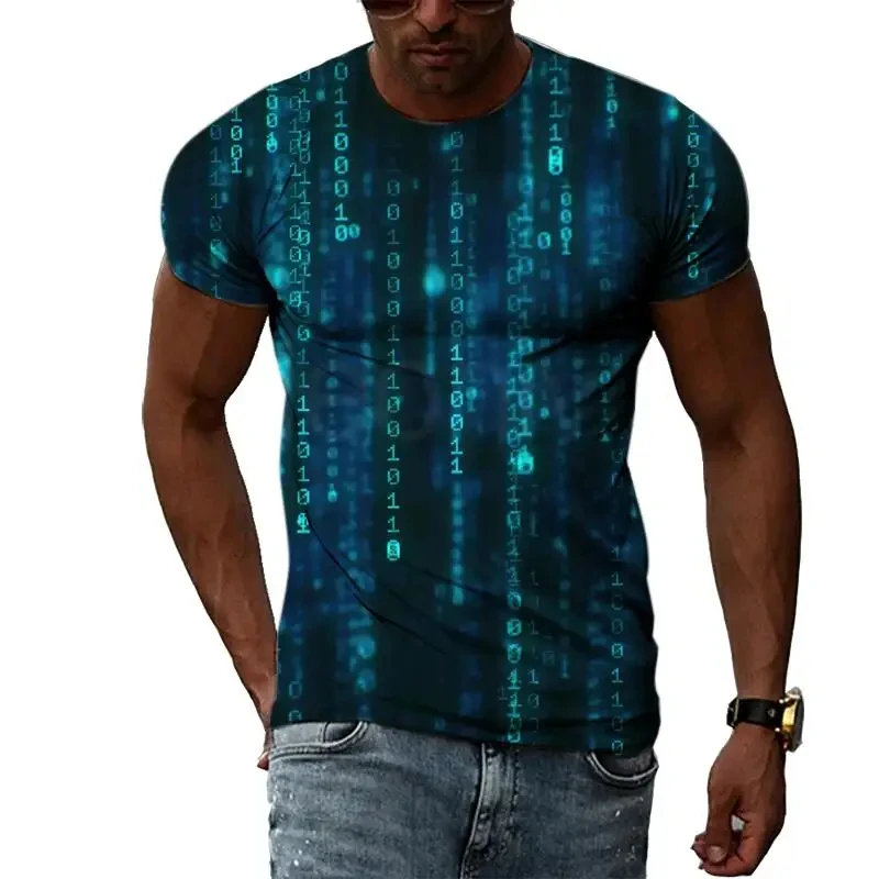 Fashion Men\'s T-shirt Multidimensional Graphic Tee For Men Casual 3D Print Harajuku Personality Round Neck Short Sleeve Top