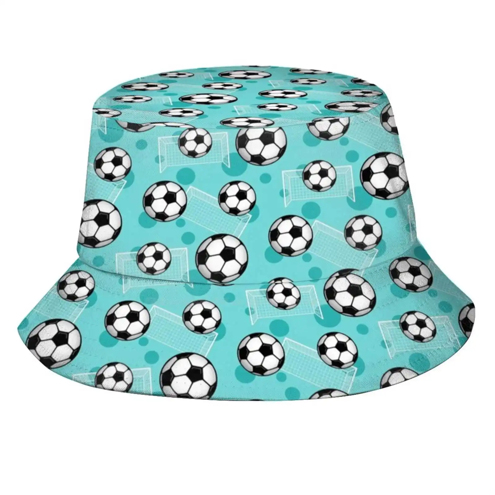 Soccer Ball And Goal Teal Pattern - Teal Soccer Sun Cap Fisherman Hat Bucket Hats Turquoise Soccer Ball Sports Girls Soccer