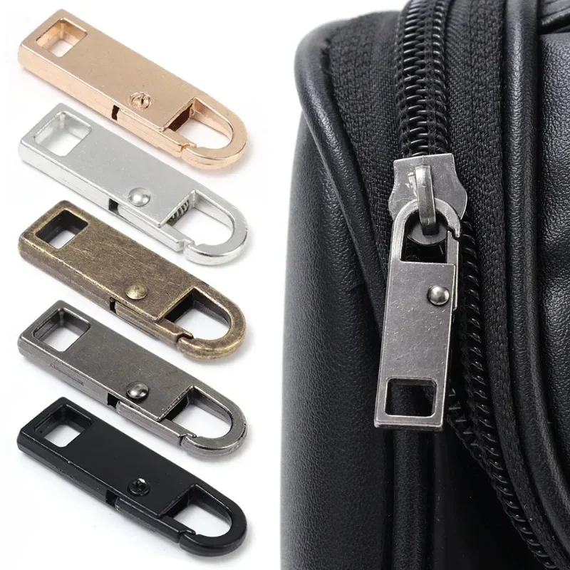 Destacável Metal Zipper Extratores, Universal Sliders para Reparação Mochila, Brasão, Cabeça Tab, DIY Acessórios de Costura, 1 Pc, 5Pcs