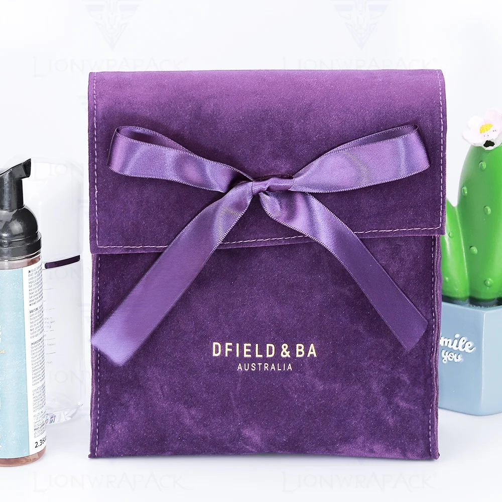 Wholesale gift perfume underwear Swimsuit packaging envelope pouch custom logo Luxury bow-knot cosmetic bag