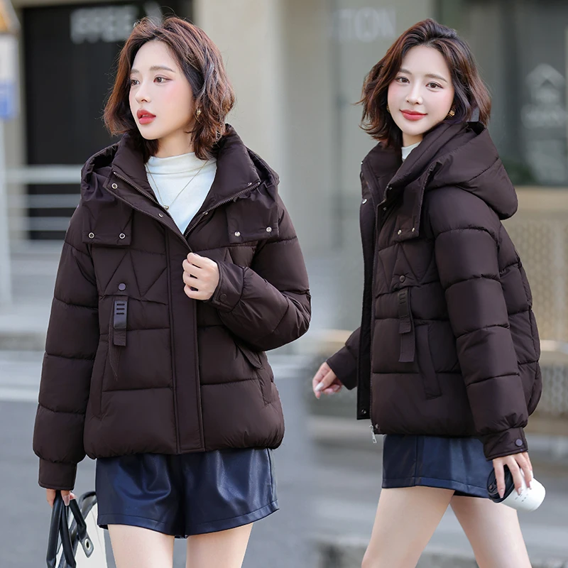 

Slimming ort down Cotton Jaet Women's Winter New Faion Thiened Loose Fit Coat Trendy Hooded Zipper Closure Long Sve